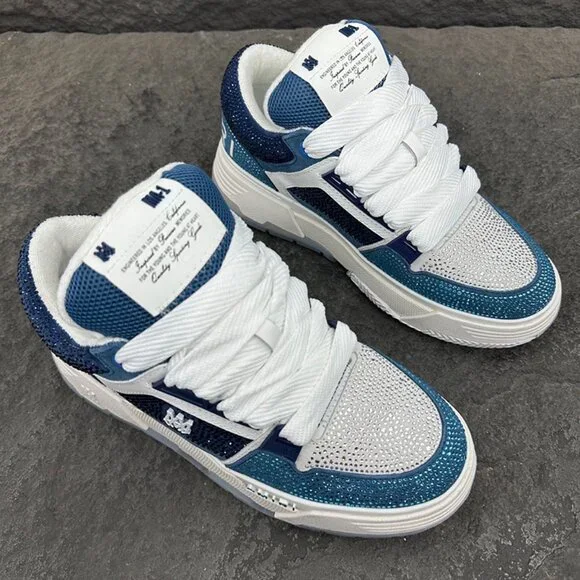 Amiri Crystal-Embellished Leather Sneakers - Picture 2 of 16